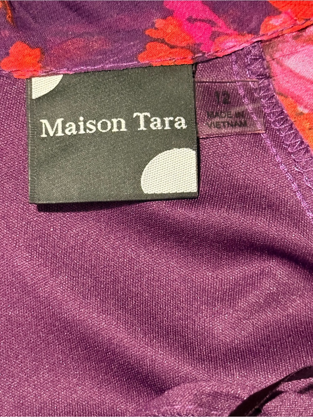 Maison Tara Floral Maxi Dress Size 12 Purple Orange Tiered Boho Flowy - Picture 8 of 9
